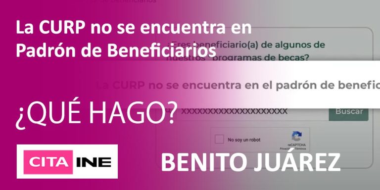 La CURP no se encuentra en el padrón de beneficiarios