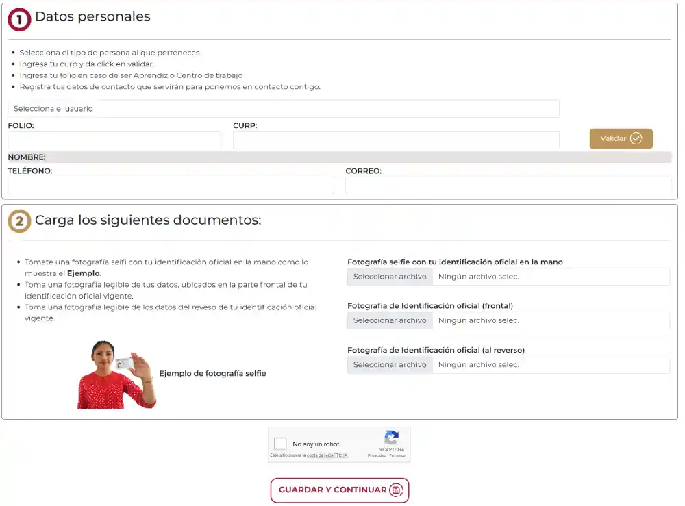 formulario de Registro para el Programa JCF